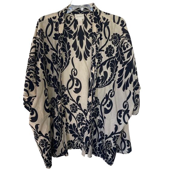 Chico’s Size L Beige Black Kimono open top Coverall size L - Picture 1 of 9